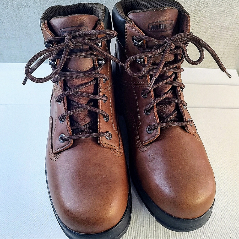 Men's Shoes Wolverine Harrison Work Boots Size 11 Brown Lace Up